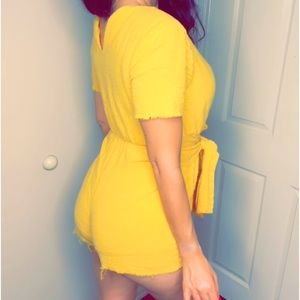 Yellow Distressed Romper 100% cotton